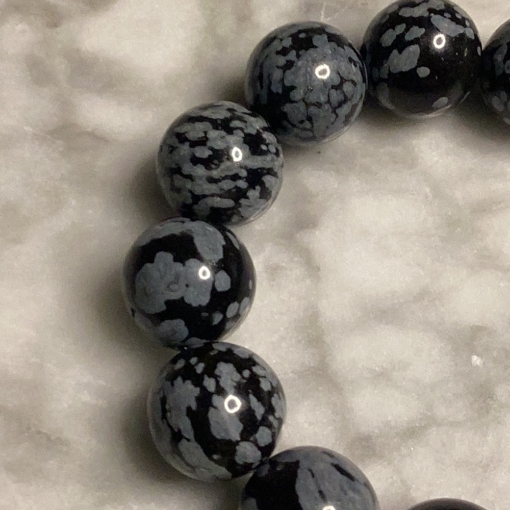 Bead, snowflake obsidian (natural), 12mm round, B grade - Picture 1 of 2